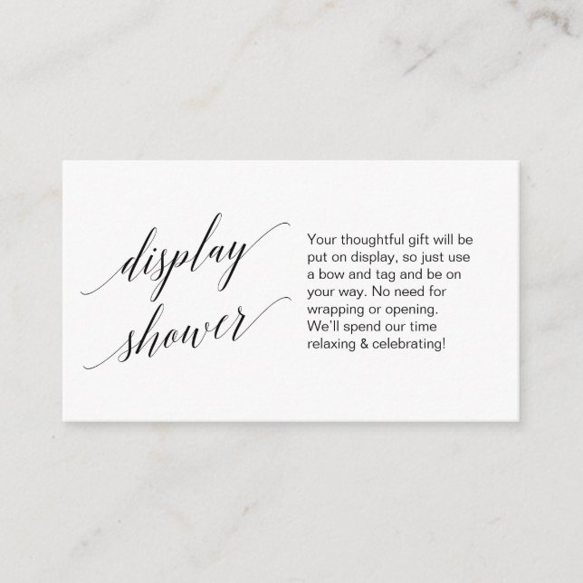 Modern black script, Display Shower Enclosure Card (Front)