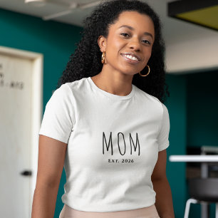 Modern Black Script Established New Mom T-Shirt
