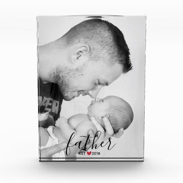 Modern Black Script Father Established Photo Block (Front)