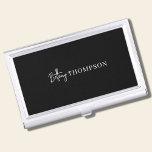 Modern Black & Script Monogram Professional Business Card Holder<br><div class="desc">This modern black  & script monogram business card case is sophisticated. This handwritten monogram design is perfect for any business person.</div>