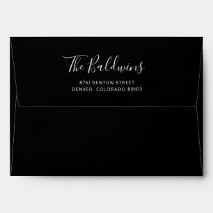 Modern Black Script Name Return Address Envelope