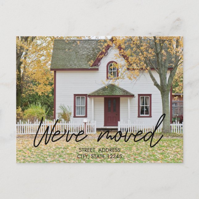 Modern Black Script New House Warming Photo Announcement Postcard (Front)