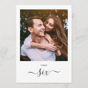 Modern Black Script Photo Six Table Number