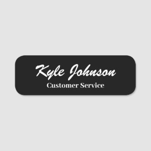 Modern Black Script Professional Personalize Name Tag
