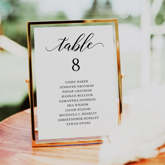 Modern Black Script Table Number Seating Chart (Creator Uploaded)