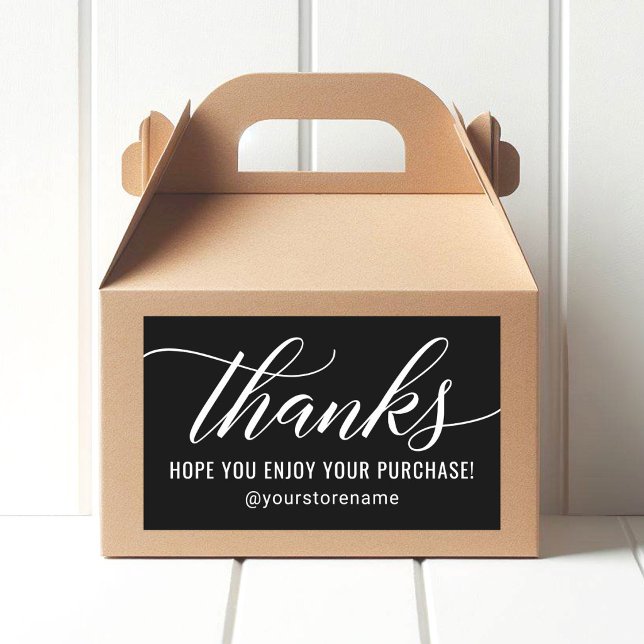 Modern Black Script Thanks Enjoy Purchase Sticker (Creator Uploaded)