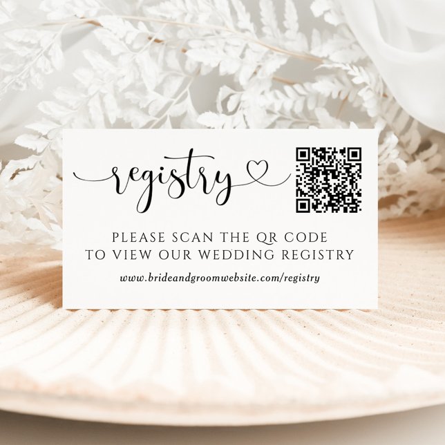 Modern Black Script Wedding Registry Card (Creator Uploaded)