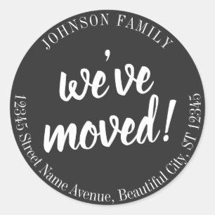 Modern Black Script We've Moved New Address Label