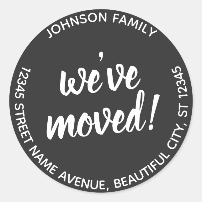 Modern Black Script We've Moved New Address Label (Front)