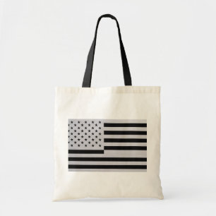 Modern Black & Silver American Flag Brushed Metal Tote Bag