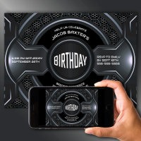 Modern Black Silver Any Age Birthday Party