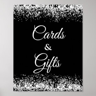 Modern Black Silver Cards and Gifts Poster
