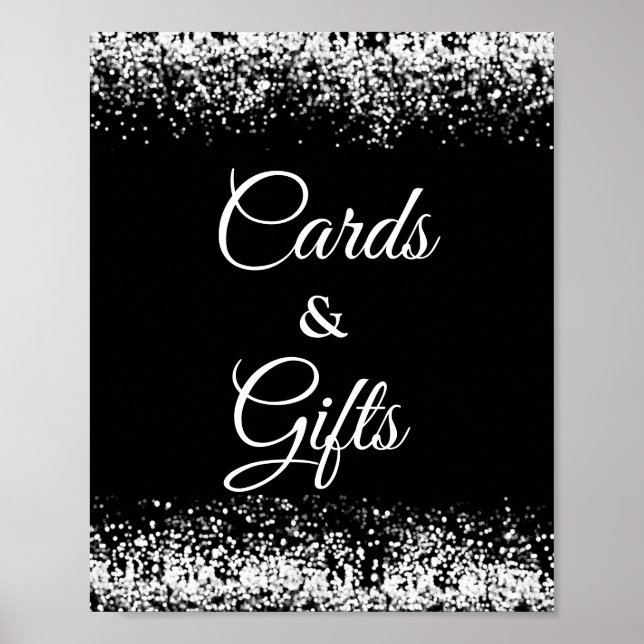 Modern Black Silver Cards and Gifts  Poster (Front)