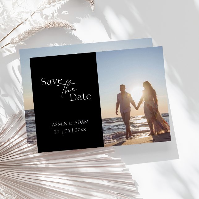 Modern Black Silver Photo Wedding Save the Date (Creator Uploaded)