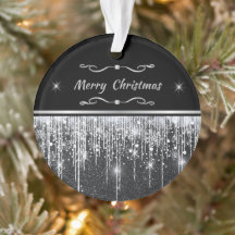 Modern Black Silver Sparkle Script Family Business