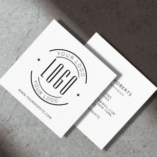 Modern black simple add your logo  square business card