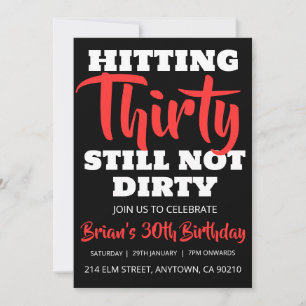 modern black simple adult 30th birthday invitation