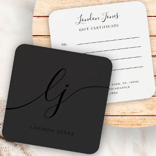 Modern Black Simple Calligraphy Gift Certificate