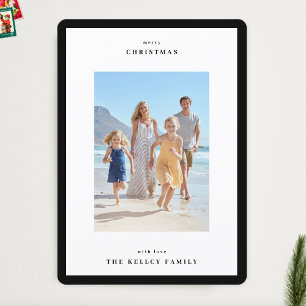 Modern Black Simple Frame Photo Christmas Holiday Card