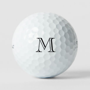 Modern Black Simple Monogram Titleist Pro V1 Golf Balls