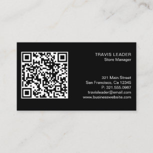 Modern Black Simple Professional Logo QR Code Business Card