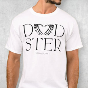 Modern Black Skeleton Scary Dadster Halloween Dad T-Shirt