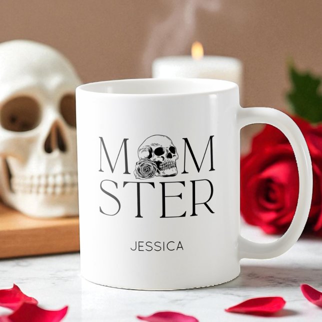Modern Black Skull Scary Momster Halloween Mom Coffee Mug (Modern Black Skull Scary Momster Halloween Mom Coffee Mug)