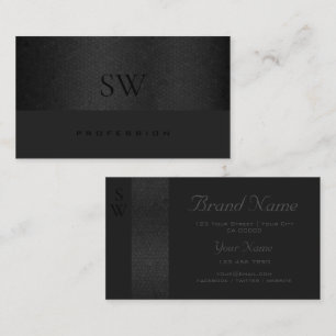 Modern Black Snake Pattern Dark Colours Monogram Business Card