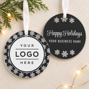 Modern Black Snowflake Business Logo Corporate Ornament