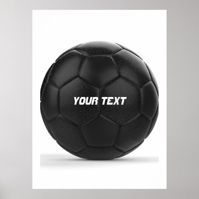 Modern Black Soccer Ball Personalized Poster (Front)
