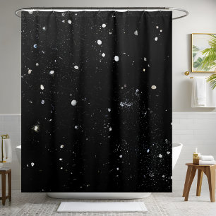 Modern Black Sparkle Sequin Shower Curtains