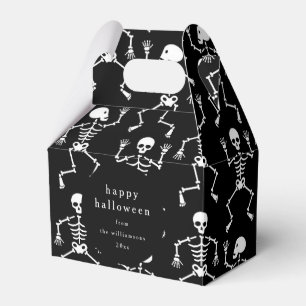 Modern Black Spooky Skeleton Halloween Custom Favor Box