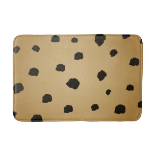 Modern Black Spot Goldenrod Gold Beige Tan Bath Mat