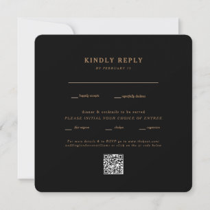 Modern Black Square Rounded Wedding QR Code RSVP