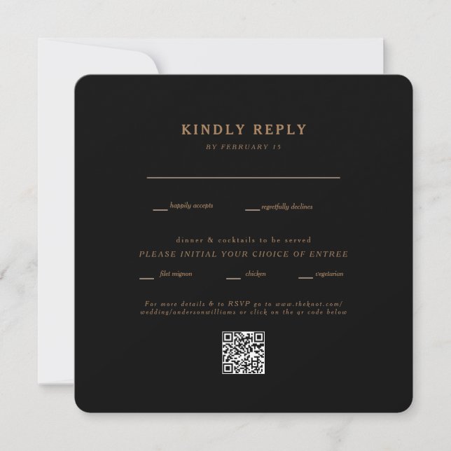  Modern Black Square Rounded Wedding QR Code RSVP (Front)
