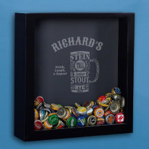 Modern Black Stained Wood Beer Cap Shadow Box