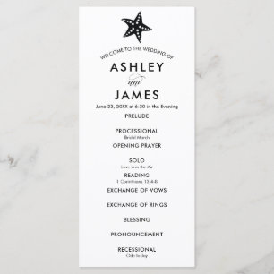 Modern Black Starfish Wedding Program for Ceremony