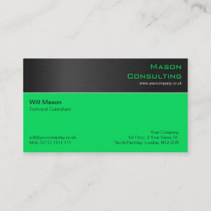 Modern Black Steel and Green Business Card