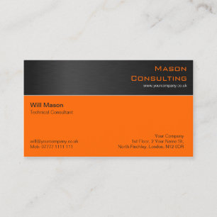 Modern Black Steel and Orange Business Card