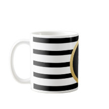 Modern Black Stripes Faux Gold Foil Pineapple