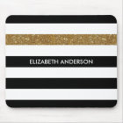 Modern Black Stripes FAUX Gold Glitz and Name