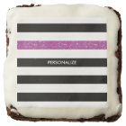 Modern Black Stripes FAUX Purple Glitz and Name