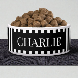 Modern Black Stripes Pattern Personalized Dog Pet