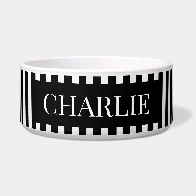 Modern Black Stripes Pattern Personalized Dog Pet (Front)