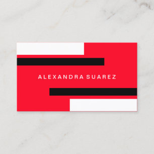 Modern Black Stripes Trendy Red Business Card