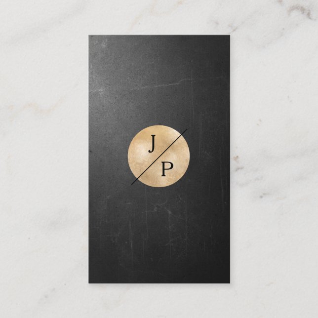 Modern black structure gold circle (imitation) business card (Front)