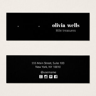 Modern  Black Stud Earring  Display Card