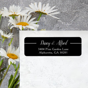 Modern Black Stylish Script Wedding Return Address