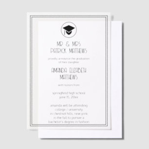 Modern Black Stylized Font Simple Graduation Vellum Invitations