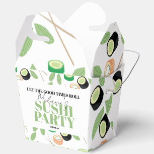 Modern Black Sushi Party Rolls Birthday Invitation Favor Box